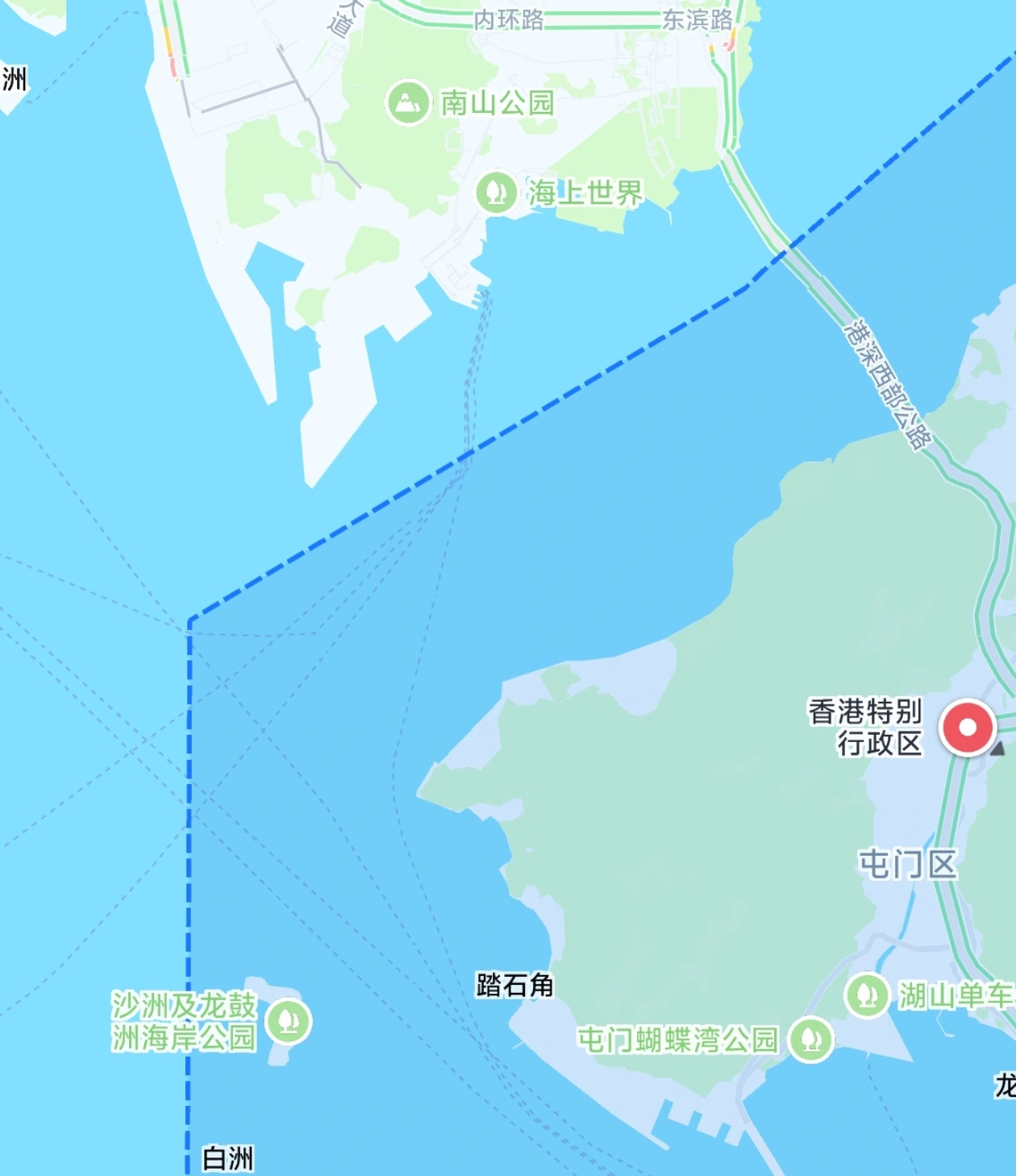 蛇口港部分码头也需要经过香港海域